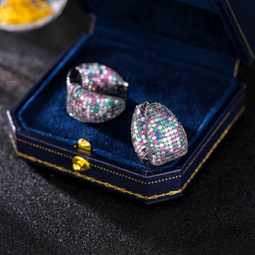 Europe and the United States Antique Premium Earrings Luxury Copper Set Zircon Earrings Inside and Outside Full Zirconium Set Water Drop shaped Earrings Women's Clothing Versatile Earrings Ornaments Send Yourself to Friends Send sisters Jewelry Gifts