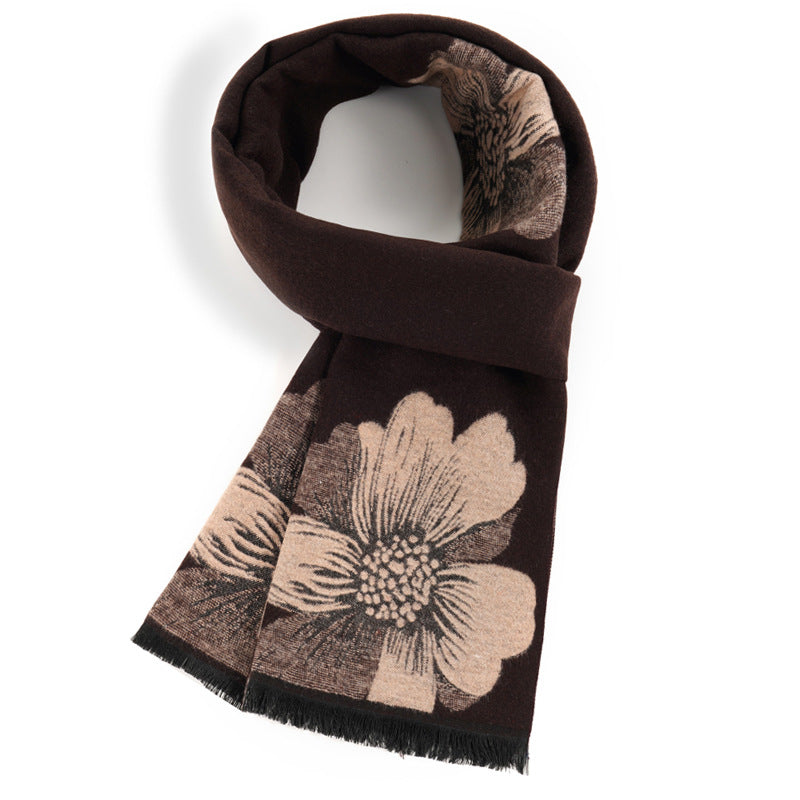 Women's scarf winter new ethnic style scarf, women's warm retro middle-aged and elderly mother style, small business customized gift, employee welfare gift box