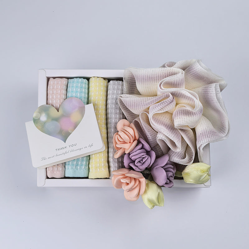 Warm thank-you gifts, gifts from friends and sisters, gifts from classmates, advanced cloth flower towel bath ball set, soft and warm gifts for employees