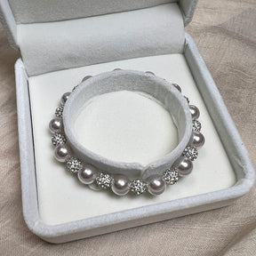 French rose purple pearl zircon necklace bracelet ring for women, light luxury, niche exquisite bracelet, new fashionable jewelry, women's formal dress, versatile workplace clothing, high temperament, high-quality new pearl necklace Premium Four Leaf