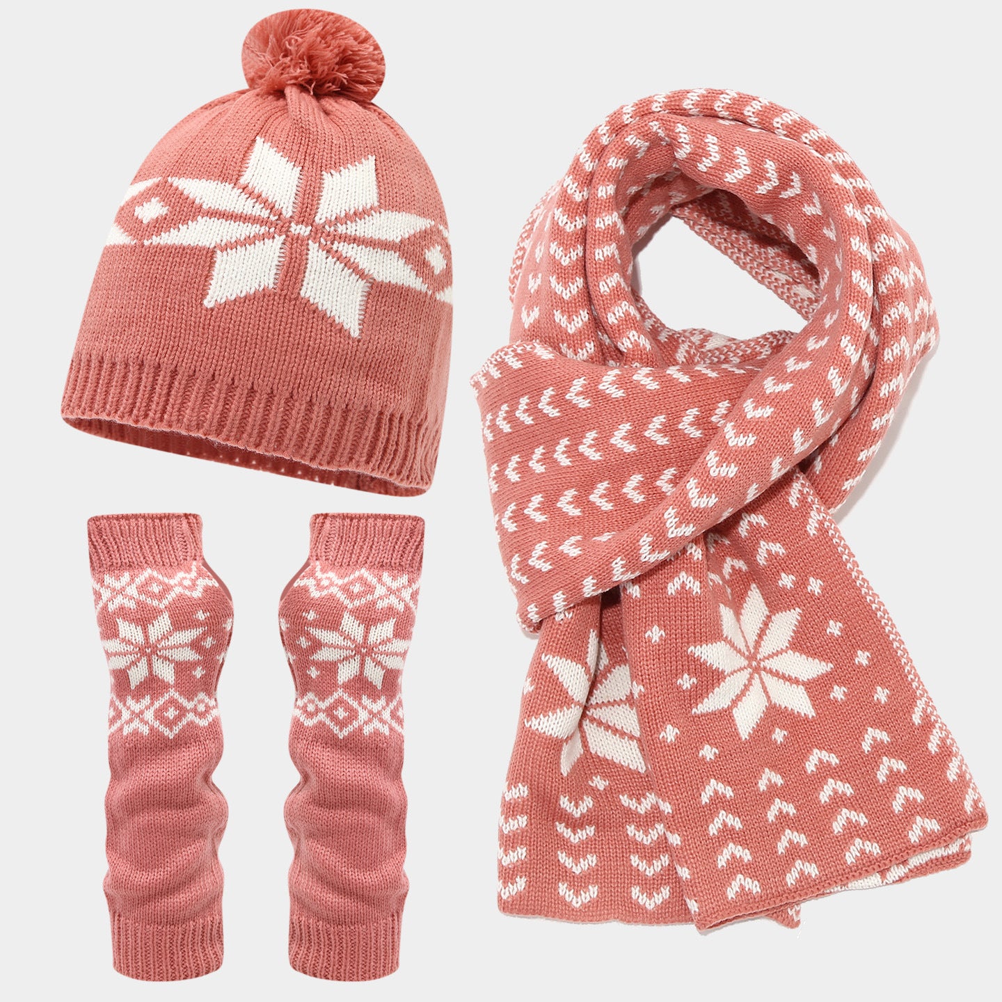 Christmas hat, scarf, gloves, three piece set, European and American reindeer jacquard, autumn and winter warm knit set The best gift for family and friends