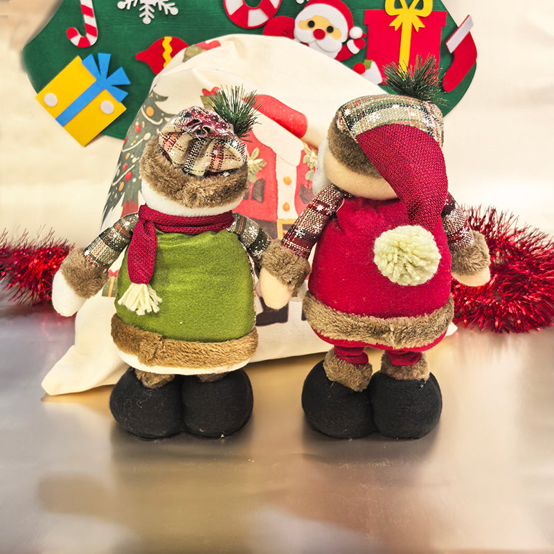 Christmas Telescopic Doll Showcase Decoration Santa Claus Snowman Standing Doll Holiday Decorations Christmas Gift Bag Gift Pack for Friends, Self, Relatives, Children New Year's Gift